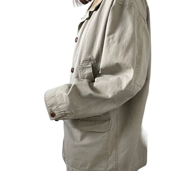 Mens LL Bean Tan Camel Cotton Hunting Fish Pattern Lined Chore Jacket Sz XL - Picture 5 of 7